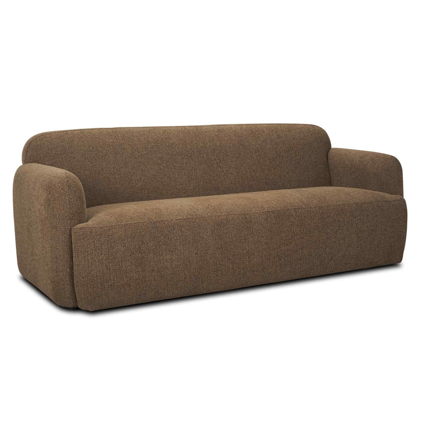 Saga Textured Brown Plush Fabric Three Seater Sofa