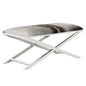 Sahara Bench Cowhide Seat Polished Steel Base - LOOMLAN - SUNPAN - Bedroom Benches