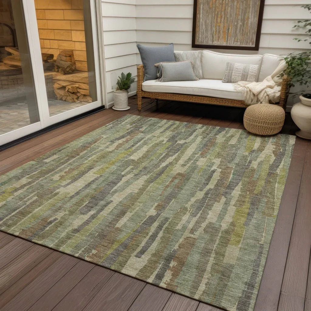 Saharae Green Washable Indoor - Outdoor Rug - LOOMLAN - LOOMLAN Rugs - Outdoor Rugs