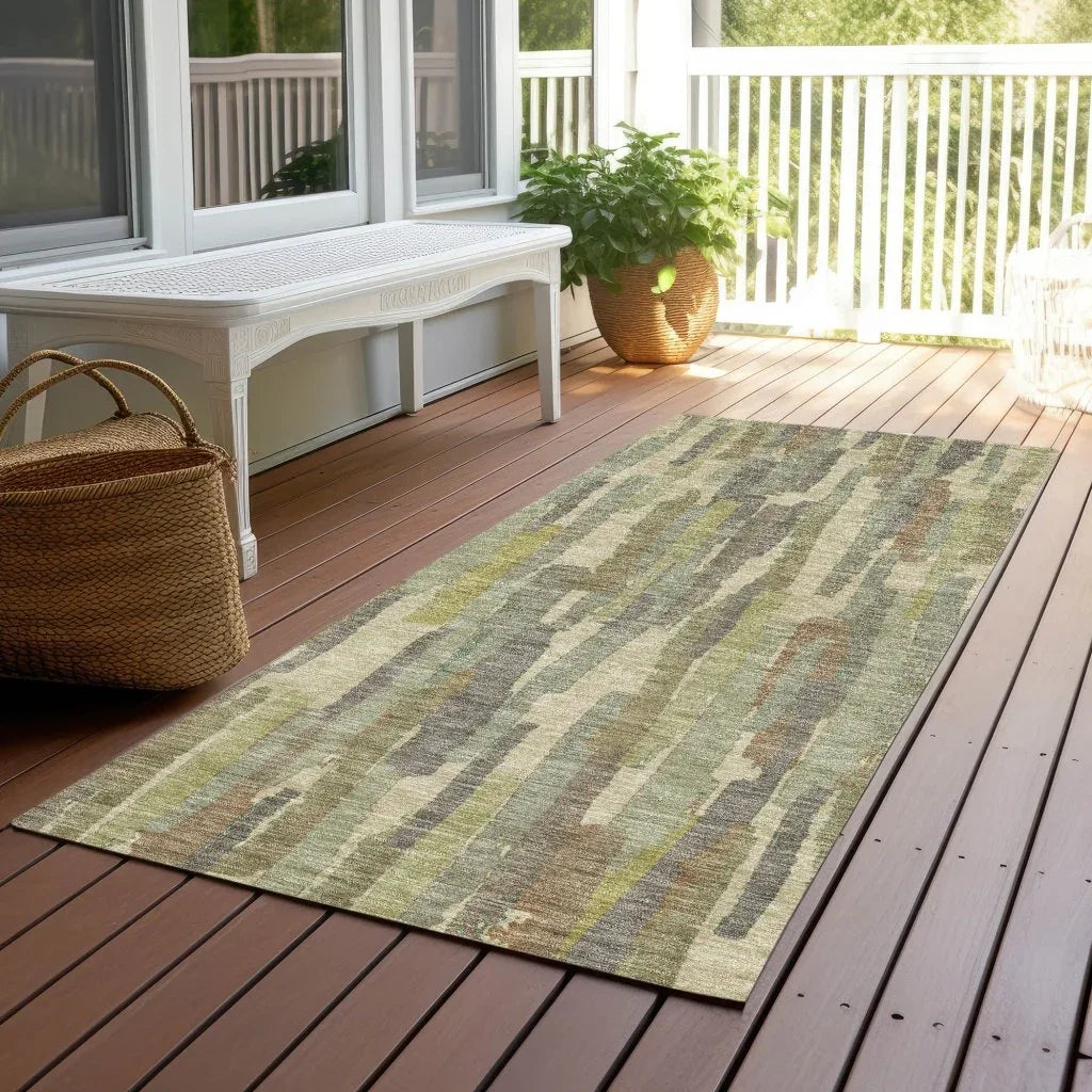 Saharae Green Washable Indoor - Outdoor Rug - LOOMLAN - LOOMLAN Rugs - Outdoor Rugs