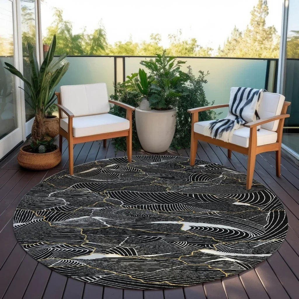 Sahari Black Washable Indoor-Outdoor Rug-Outdoor Rugs-LOOMLAN Rugs-LOOMLAN
