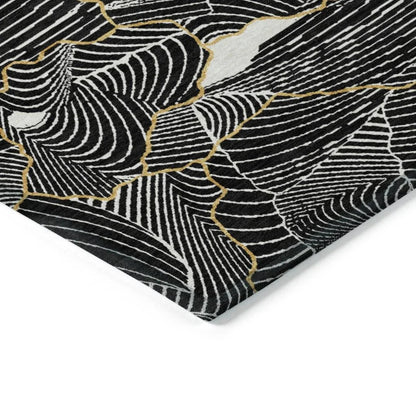 Sahari Black Washable Indoor-Outdoor Rug-Outdoor Rugs-LOOMLAN Rugs-LOOMLAN