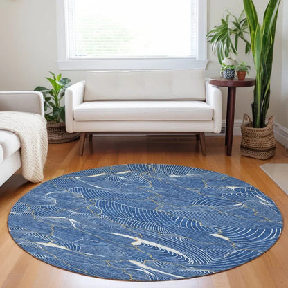 Sahari Blue Washable Indoor-Outdoor Rug-Outdoor Rugs-LOOMLAN Rugs-LOOMLAN