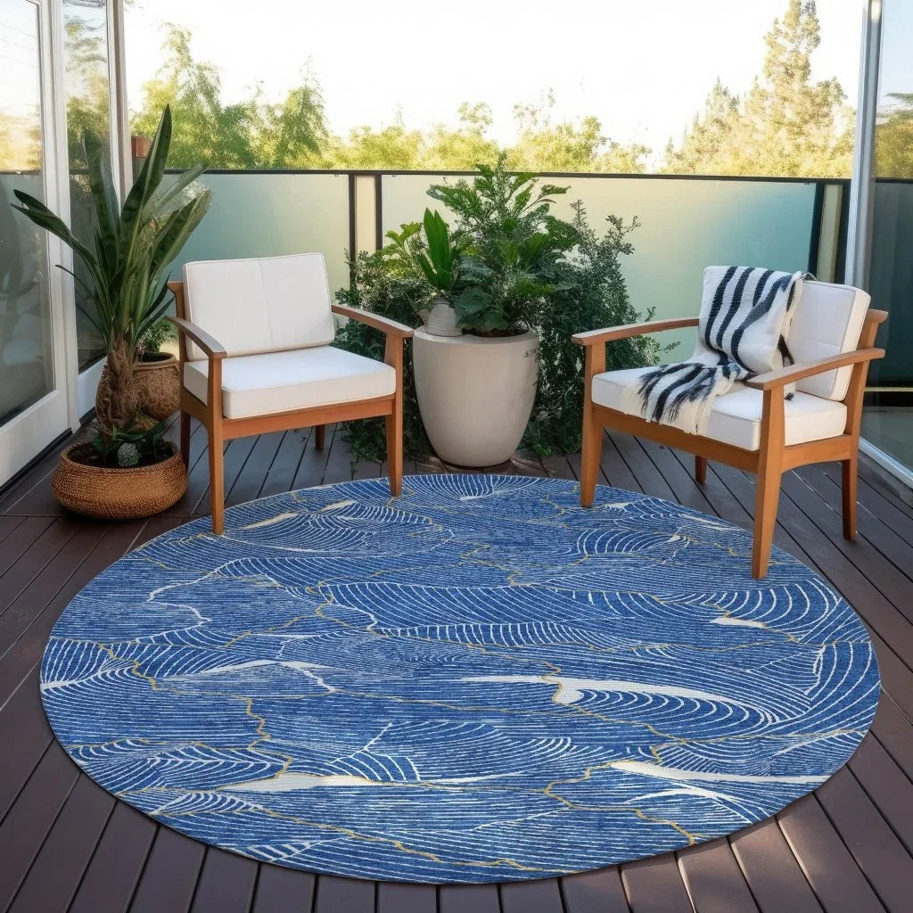 Sahari Blue Washable Indoor-Outdoor Rug-Outdoor Rugs-LOOMLAN Rugs-LOOMLAN