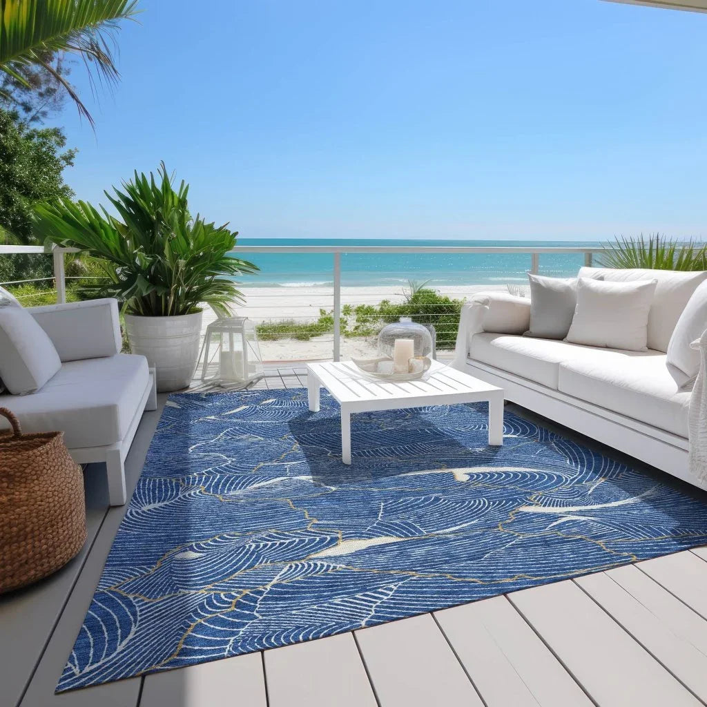 Sahari Blue Washable Indoor-Outdoor Rug-Outdoor Rugs-LOOMLAN Rugs-LOOMLAN