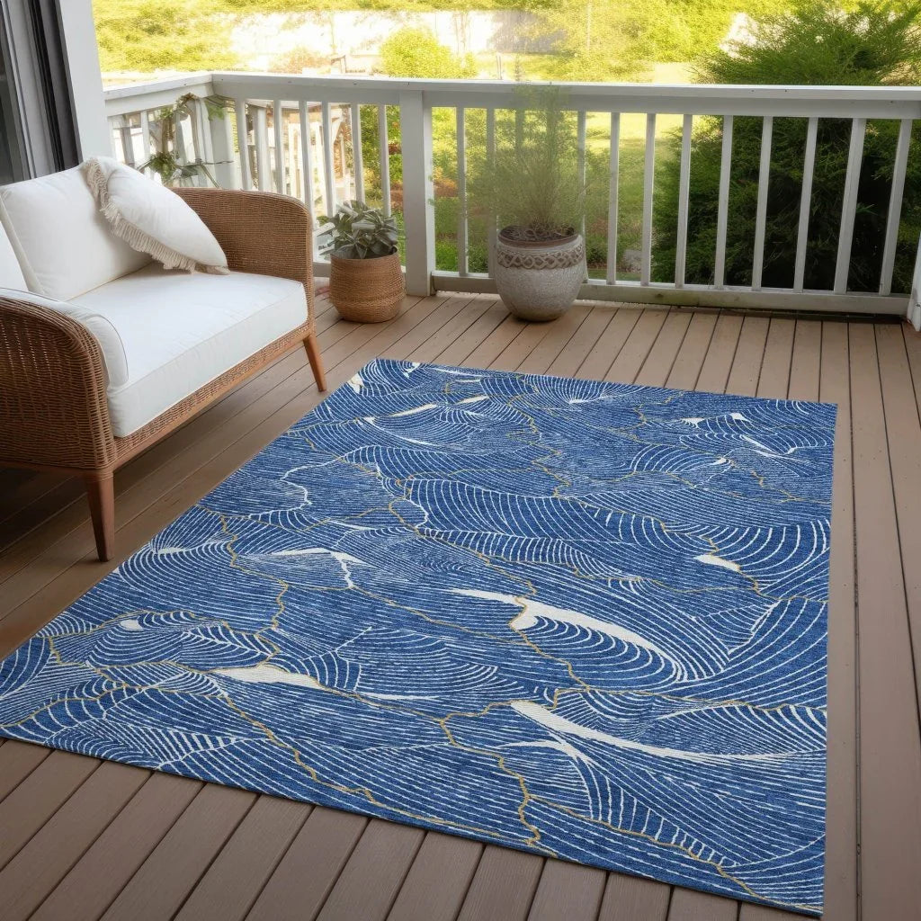 Sahari Blue Washable Indoor-Outdoor Rug-Outdoor Rugs-LOOMLAN Rugs-LOOMLAN