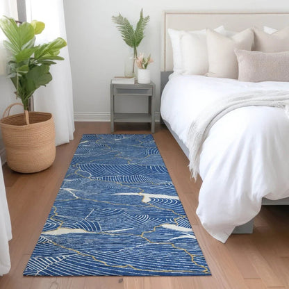 Sahari Blue Washable Indoor-Outdoor Rug-Outdoor Rugs-LOOMLAN Rugs-LOOMLAN
