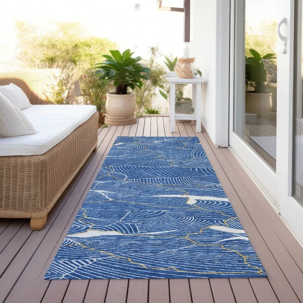 Sahari Blue Washable Indoor-Outdoor Rug-Outdoor Rugs-LOOMLAN Rugs-LOOMLAN