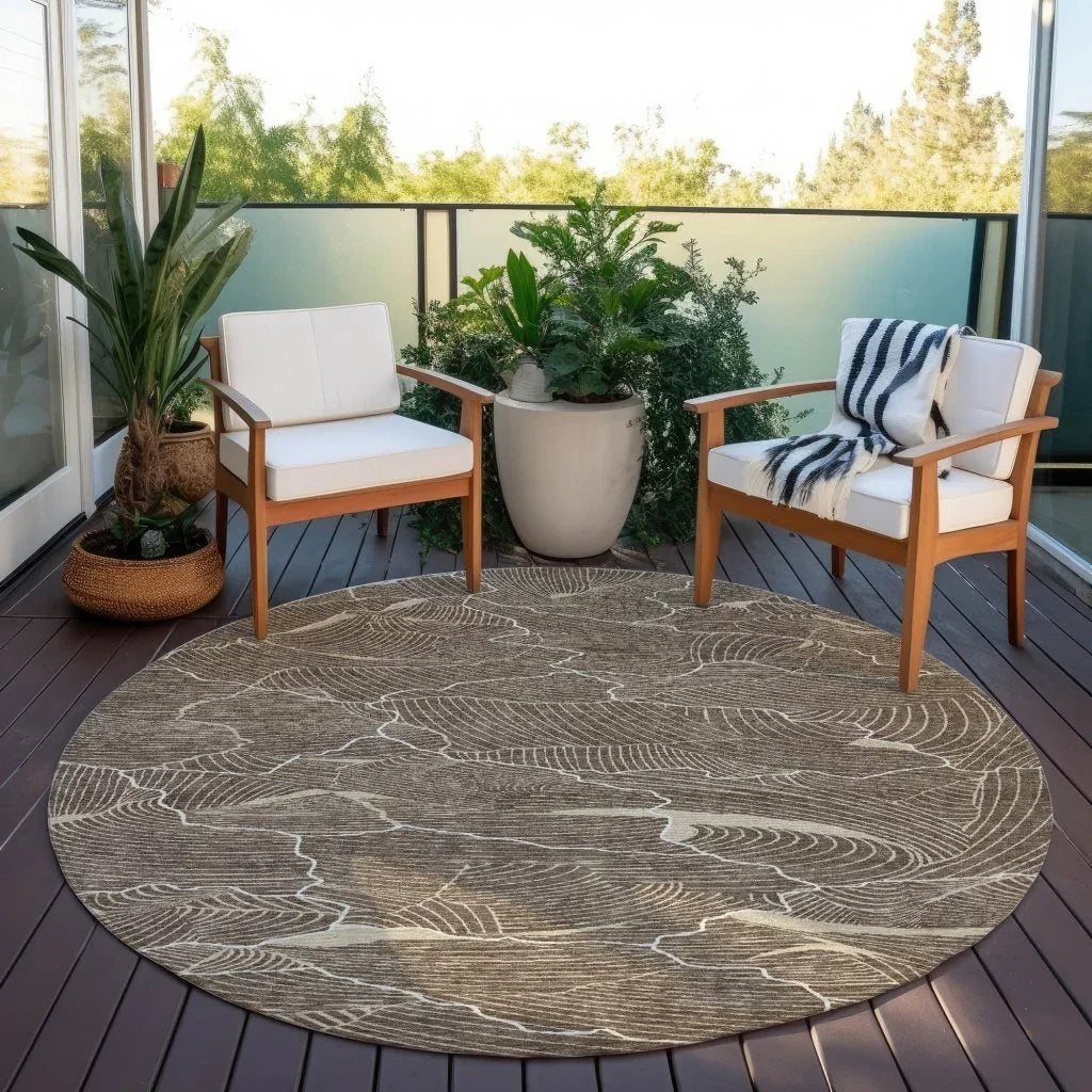 Sahari Brown Washable Indoor-Outdoor Rug-Outdoor Rugs-LOOMLAN Rugs-LOOMLAN