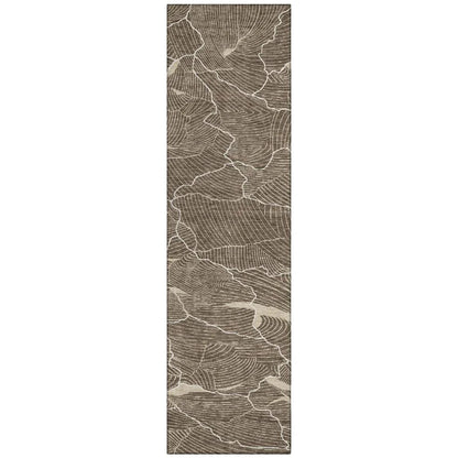 Sahari Brown Washable Indoor-Outdoor Rug-Outdoor Rugs-LOOMLAN Rugs-2'3" x 7'6"-LOOMLAN