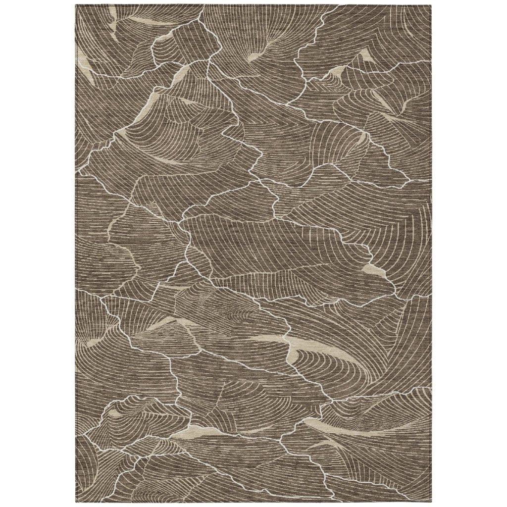 Sahari Brown Washable Indoor-Outdoor Rug-Outdoor Rugs-LOOMLAN Rugs-2'6" x 3'10"-LOOMLAN