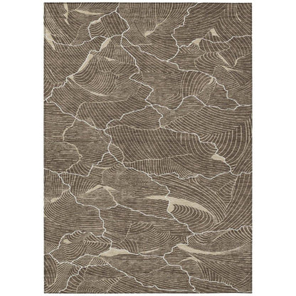 Sahari Brown Washable Indoor-Outdoor Rug-Outdoor Rugs-LOOMLAN Rugs-2'6" x 3'10"-LOOMLAN