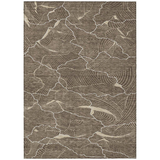 Sahari Brown Washable Indoor-Outdoor Rug-Outdoor Rugs-LOOMLAN Rugs-2'6" x 3'10"-LOOMLAN