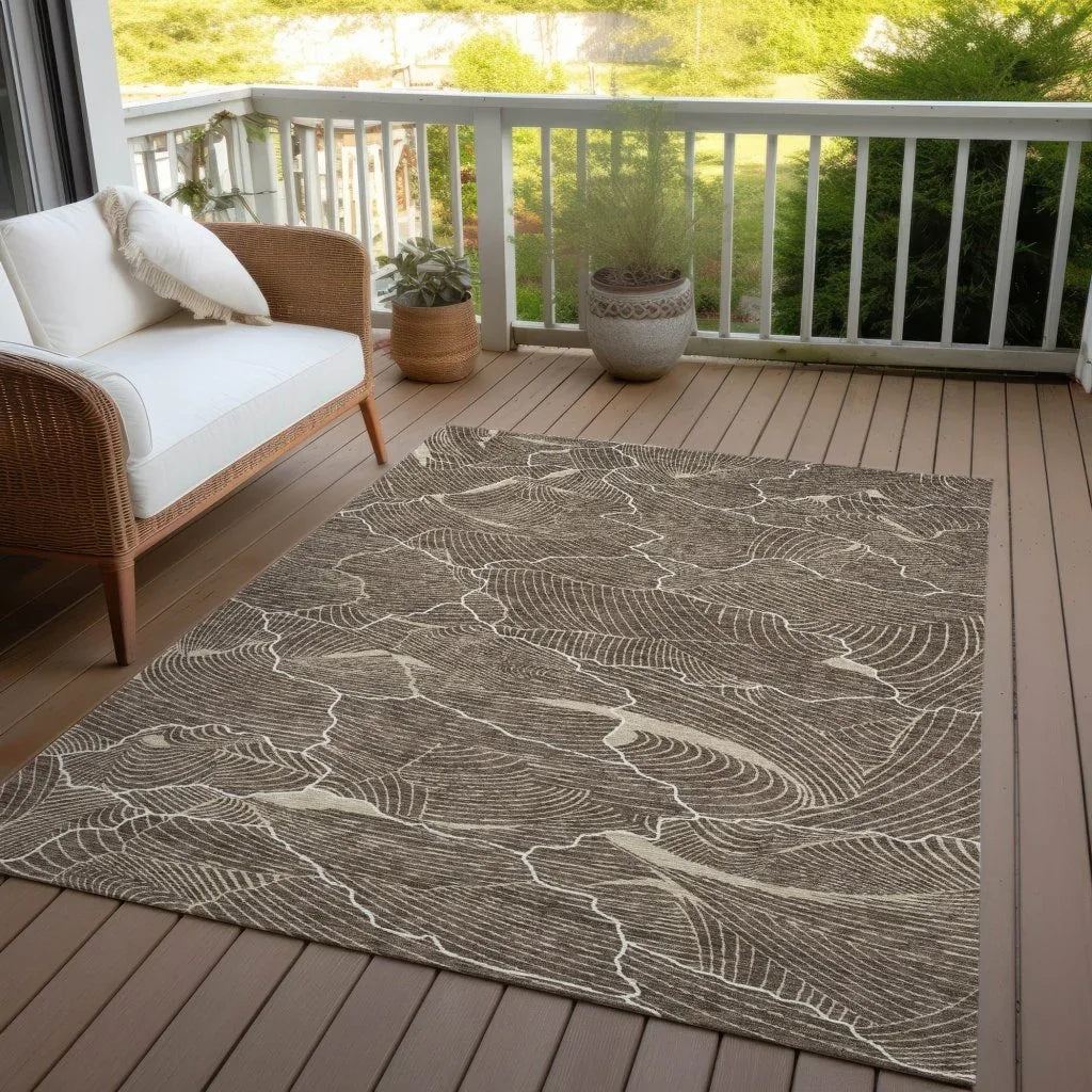 Sahari Brown Washable Indoor-Outdoor Rug-Outdoor Rugs-LOOMLAN Rugs-LOOMLAN