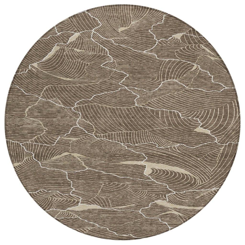 Sahari Brown Washable Indoor-Outdoor Rug-Outdoor Rugs-LOOMLAN Rugs-8' x 8'-LOOMLAN