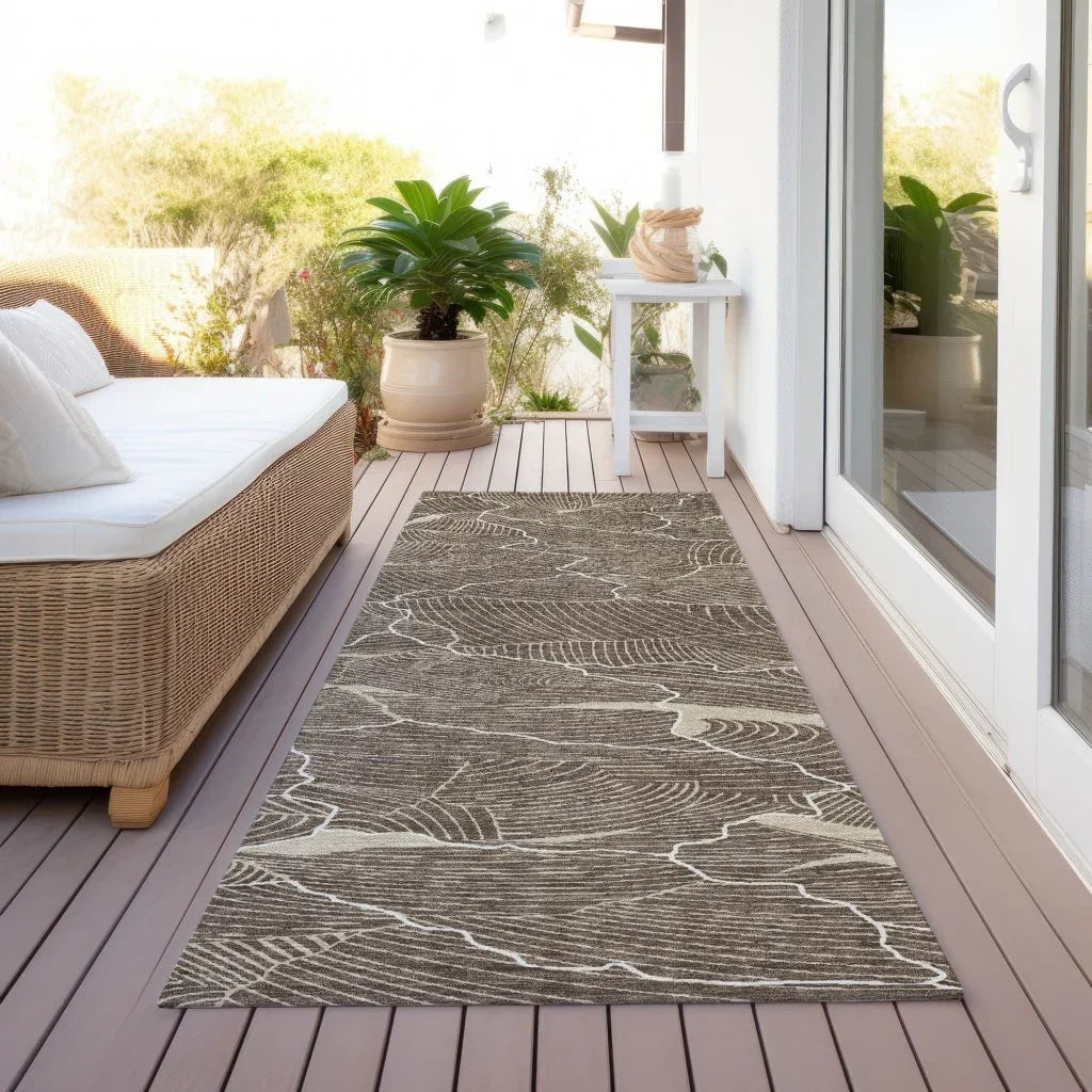 Sahari Brown Washable Indoor-Outdoor Rug-Outdoor Rugs-LOOMLAN Rugs-LOOMLAN