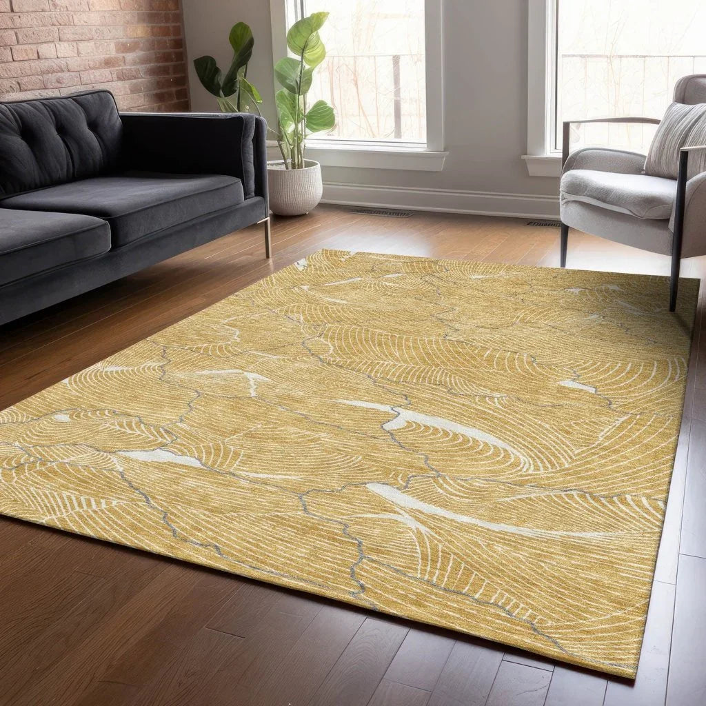 Sahari Gold Washable Indoor-Outdoor Rug-Outdoor Rugs-LOOMLAN Rugs-LOOMLAN