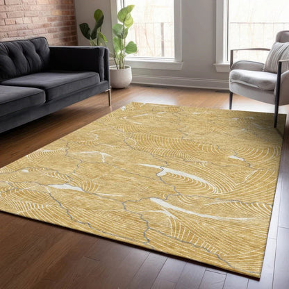 Sahari Gold Washable Indoor-Outdoor Rug-Outdoor Rugs-LOOMLAN Rugs-LOOMLAN