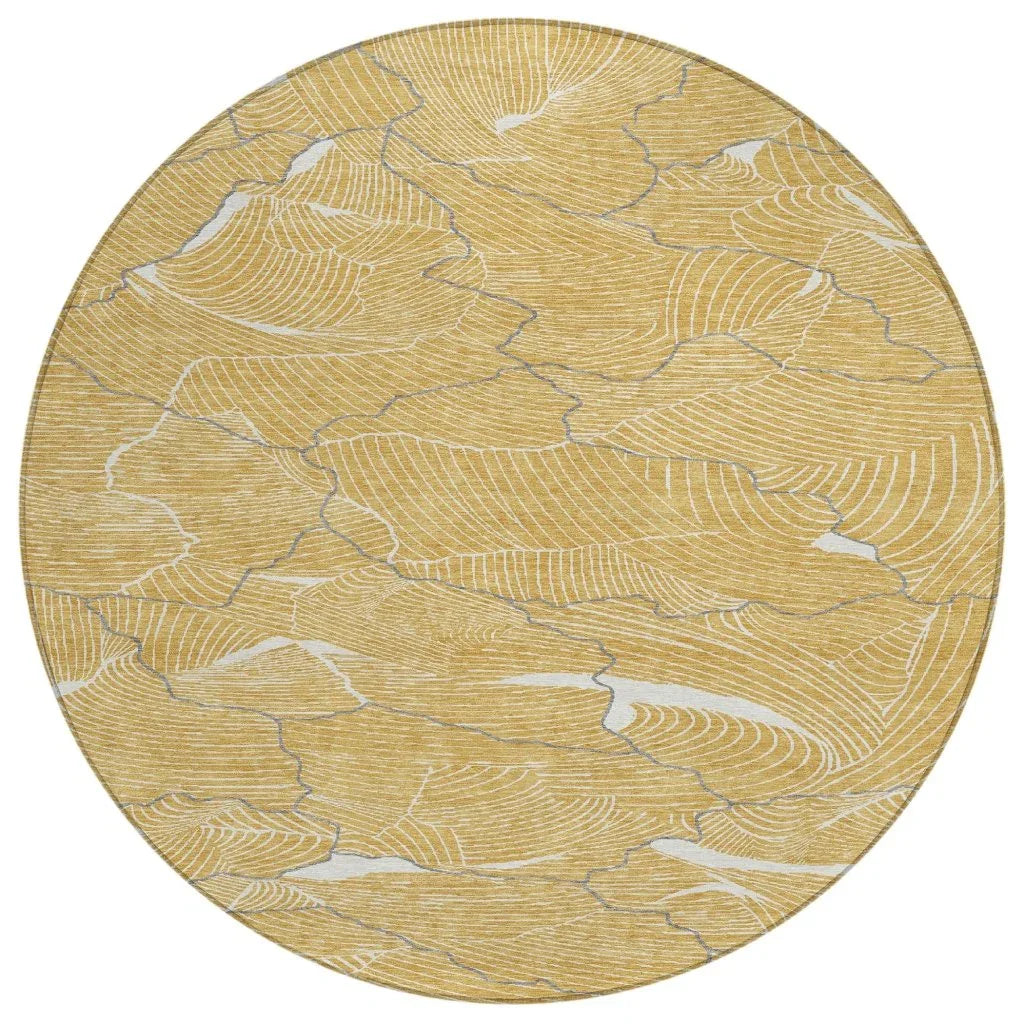 Sahari Gold Washable Indoor-Outdoor Rug-Outdoor Rugs-LOOMLAN Rugs-8' x 8'-LOOMLAN