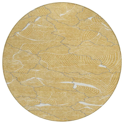 Sahari Gold Washable Indoor-Outdoor Rug-Outdoor Rugs-LOOMLAN Rugs-8' x 8'-LOOMLAN