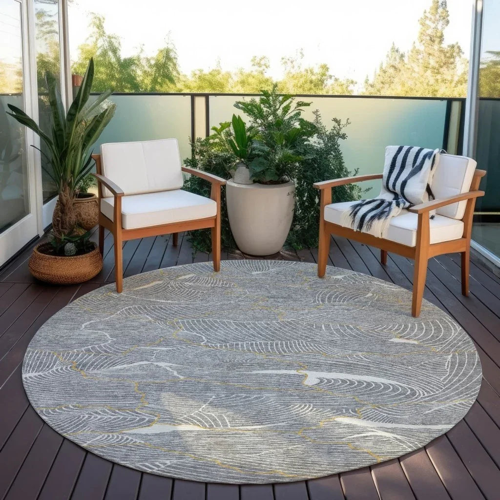 Sahari Gray Washable Indoor-Outdoor Rug-Outdoor Rugs-LOOMLAN Rugs-LOOMLAN