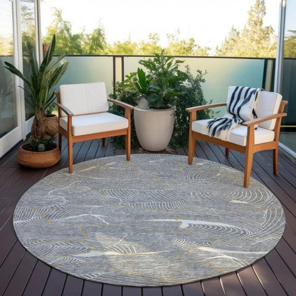 Sahari Gray Washable Indoor-Outdoor Rug-Outdoor Rugs-LOOMLAN Rugs-LOOMLAN