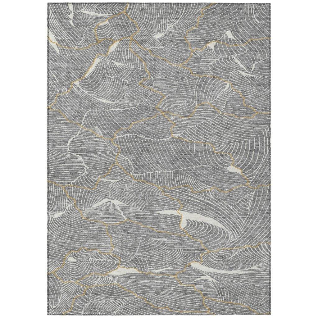 Sahari Gray Washable Indoor-Outdoor Rug-Outdoor Rugs-LOOMLAN Rugs-2'6" x 3'10"-LOOMLAN