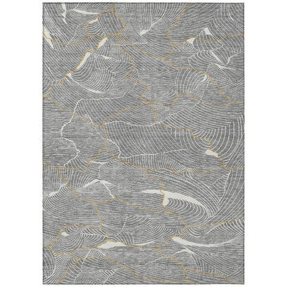 Sahari Gray Washable Indoor-Outdoor Rug-Outdoor Rugs-LOOMLAN Rugs-2'6" x 3'10"-LOOMLAN