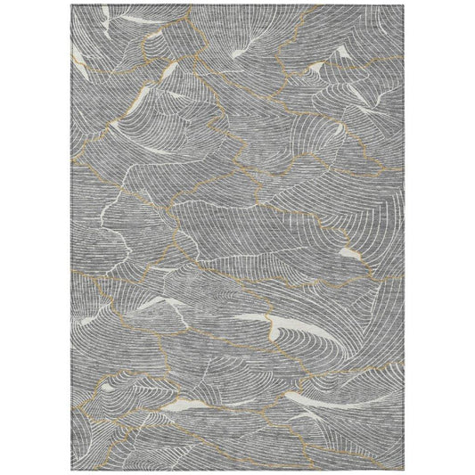 Sahari Gray Washable Indoor-Outdoor Rug-Outdoor Rugs-LOOMLAN Rugs-2'6" x 3'10"-LOOMLAN