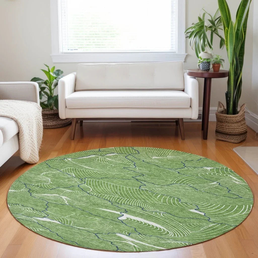 Sahari Green Washable Indoor-Outdoor Rug-Outdoor Rugs-LOOMLAN Rugs-LOOMLAN