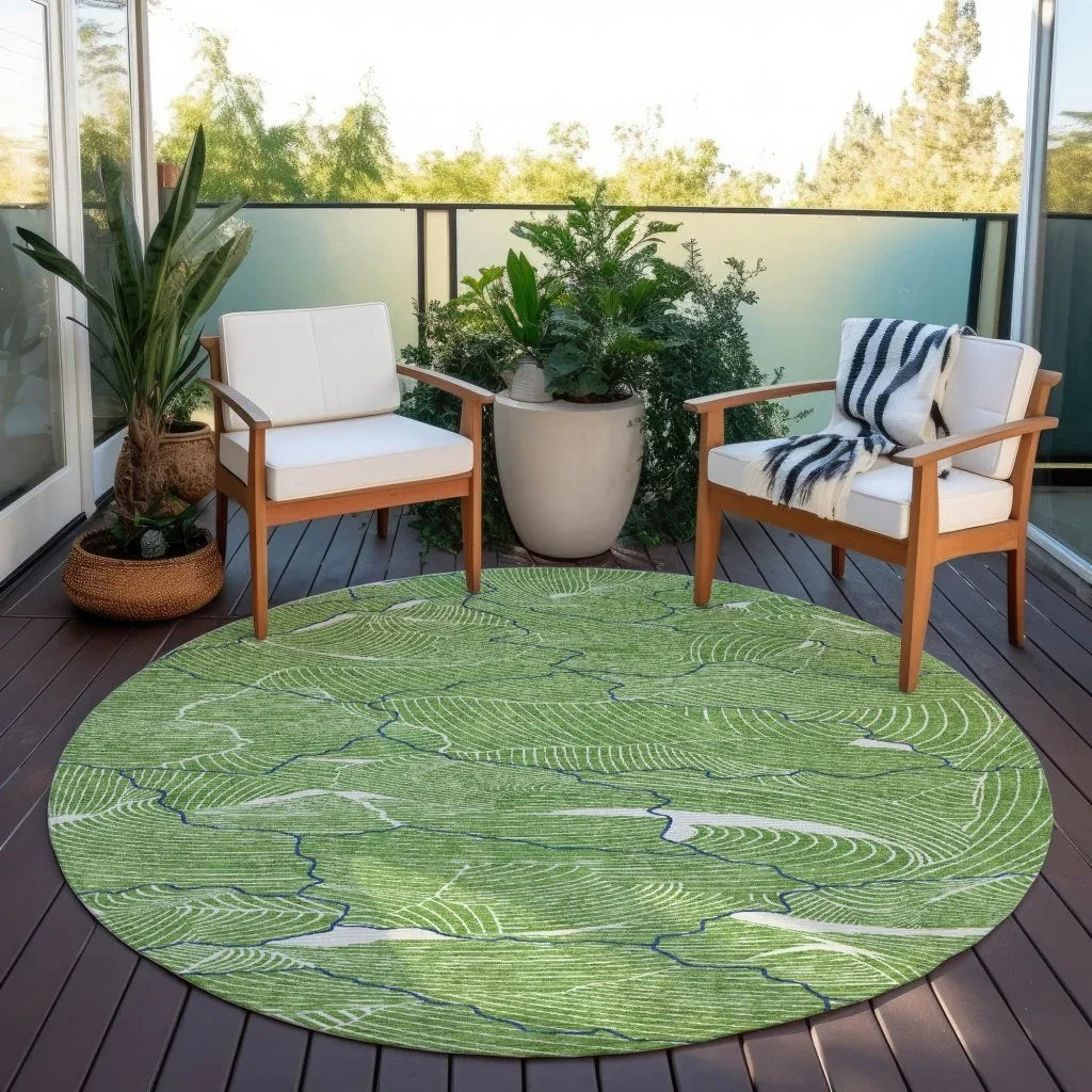 Sahari Green Washable Indoor-Outdoor Rug-Outdoor Rugs-LOOMLAN Rugs-LOOMLAN