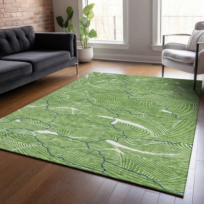Sahari Green Washable Indoor-Outdoor Rug-Outdoor Rugs-LOOMLAN Rugs-LOOMLAN