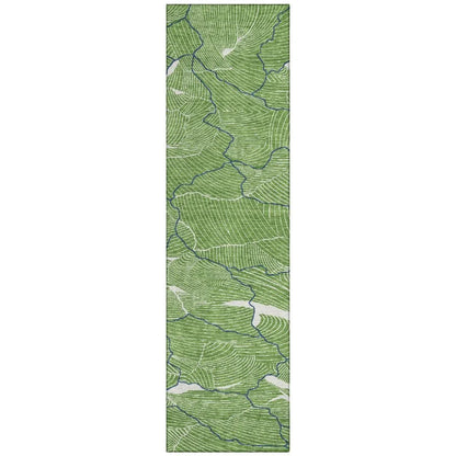 Sahari Green Washable Indoor-Outdoor Rug-Outdoor Rugs-LOOMLAN Rugs-2'3" x 7'6"-LOOMLAN