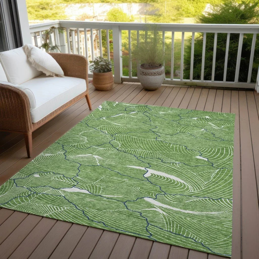 Sahari Green Washable Indoor-Outdoor Rug-Outdoor Rugs-LOOMLAN Rugs-LOOMLAN