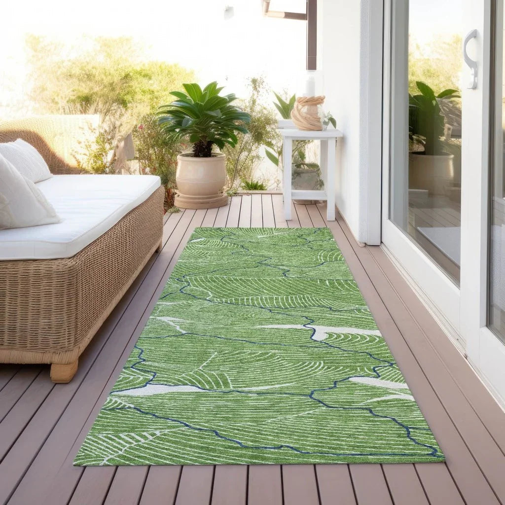 Sahari Green Washable Indoor-Outdoor Rug-Outdoor Rugs-LOOMLAN Rugs-LOOMLAN