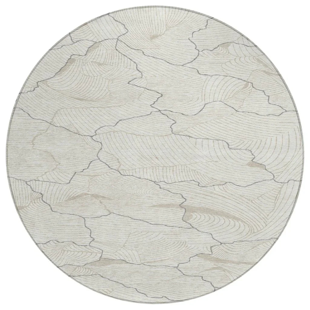 Sahari Ivory Washable Indoor-Outdoor Rug-Outdoor Rugs-LOOMLAN Rugs-8' x 8'-LOOMLAN