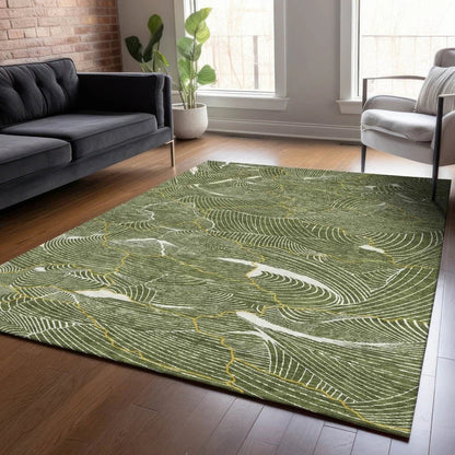 Sahari Olive Washable Indoor-Outdoor Rug-Outdoor Rugs-LOOMLAN Rugs-LOOMLAN