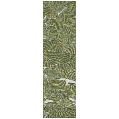 Sahari Olive Washable Indoor-Outdoor Rug-Outdoor Rugs-LOOMLAN Rugs-2'3" x 7'6"-LOOMLAN