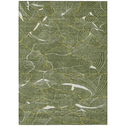 Sahari Olive Washable Indoor-Outdoor Rug-Outdoor Rugs-LOOMLAN Rugs-2'6" x 3'10"-LOOMLAN