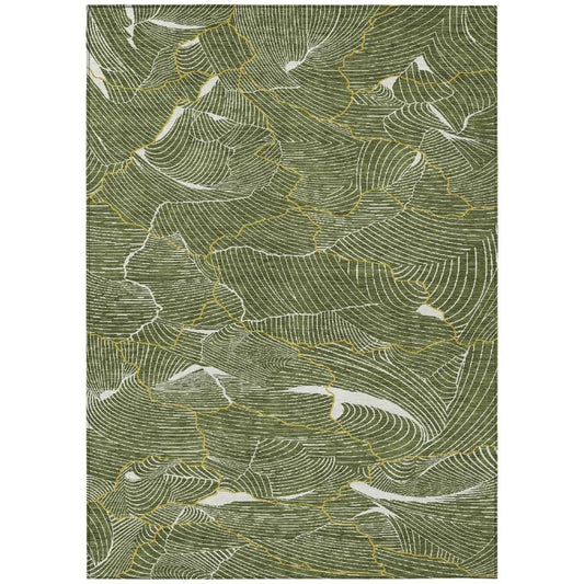 Sahari Olive Washable Indoor-Outdoor Rug-Outdoor Rugs-LOOMLAN Rugs-2'6" x 3'10"-LOOMLAN