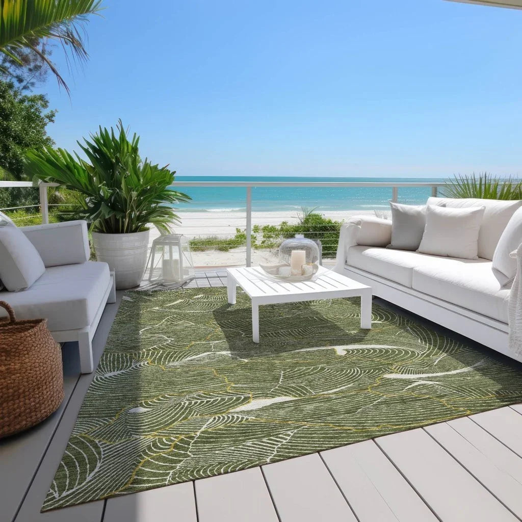 Sahari Olive Washable Indoor-Outdoor Rug-Outdoor Rugs-LOOMLAN Rugs-LOOMLAN