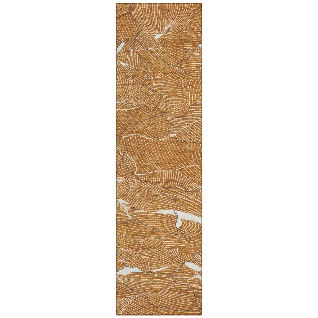 Sahari Orange Washable Indoor-Outdoor Rug-Outdoor Rugs-LOOMLAN Rugs-2'3" x 7'6"-LOOMLAN