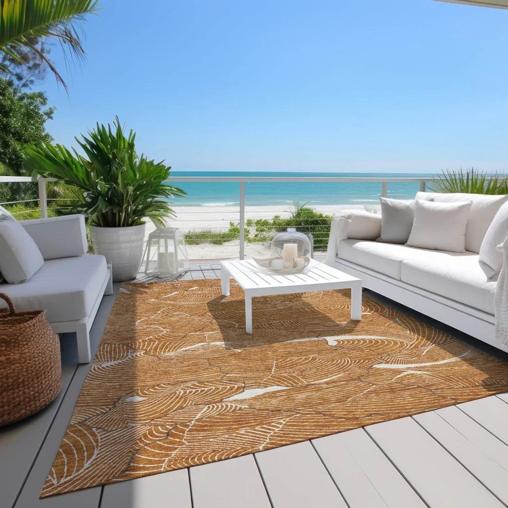 Sahari Orange Washable Indoor-Outdoor Rug-Outdoor Rugs-LOOMLAN Rugs-LOOMLAN