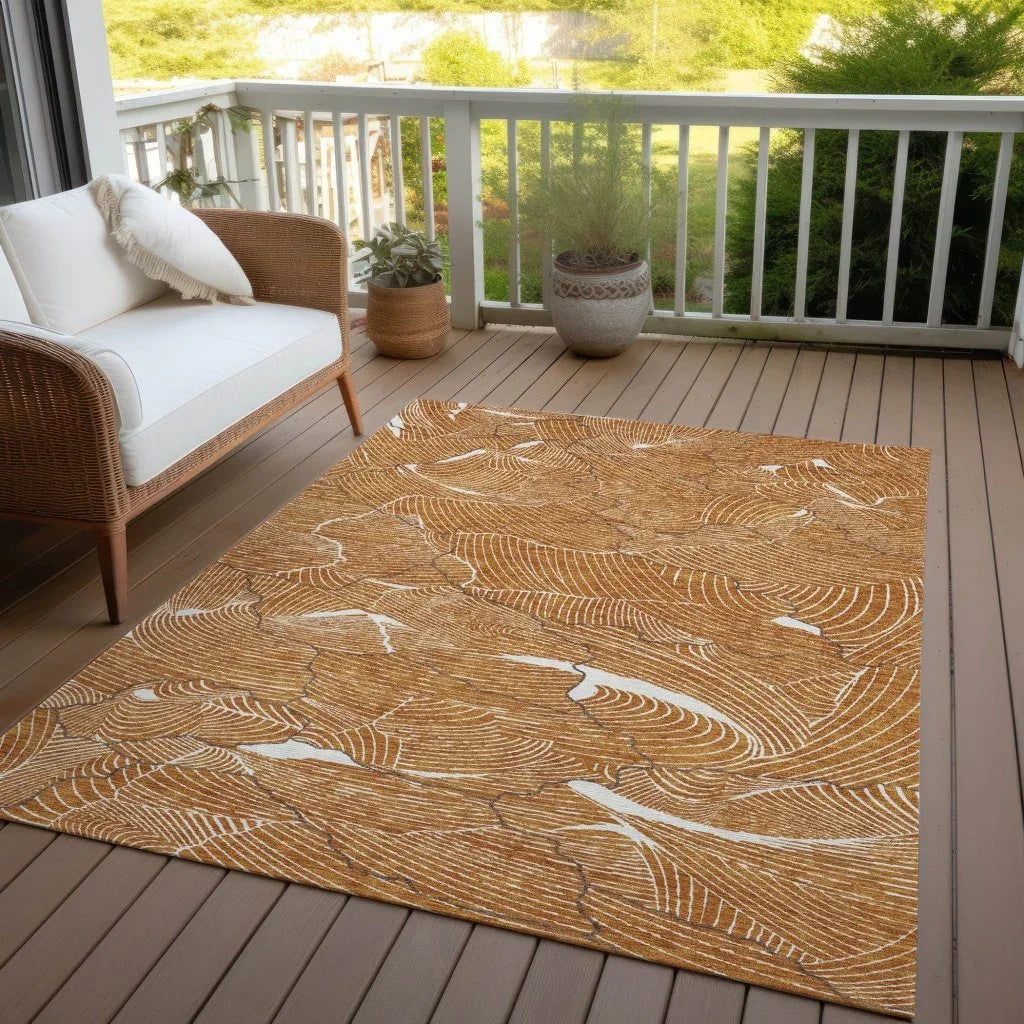 Sahari Orange Washable Indoor-Outdoor Rug-Outdoor Rugs-LOOMLAN Rugs-LOOMLAN