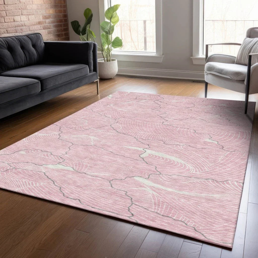 Sahari Pink Washable Indoor-Outdoor Rug-Outdoor Rugs-LOOMLAN Rugs-LOOMLAN