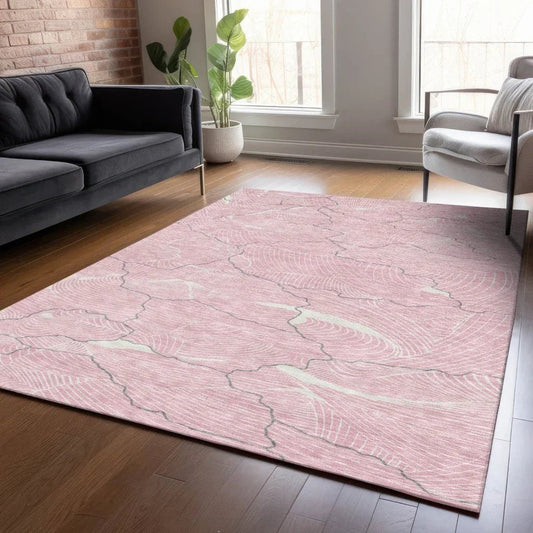 Sahari Pink Washable Indoor-Outdoor Rug-Outdoor Rugs-LOOMLAN Rugs-LOOMLAN