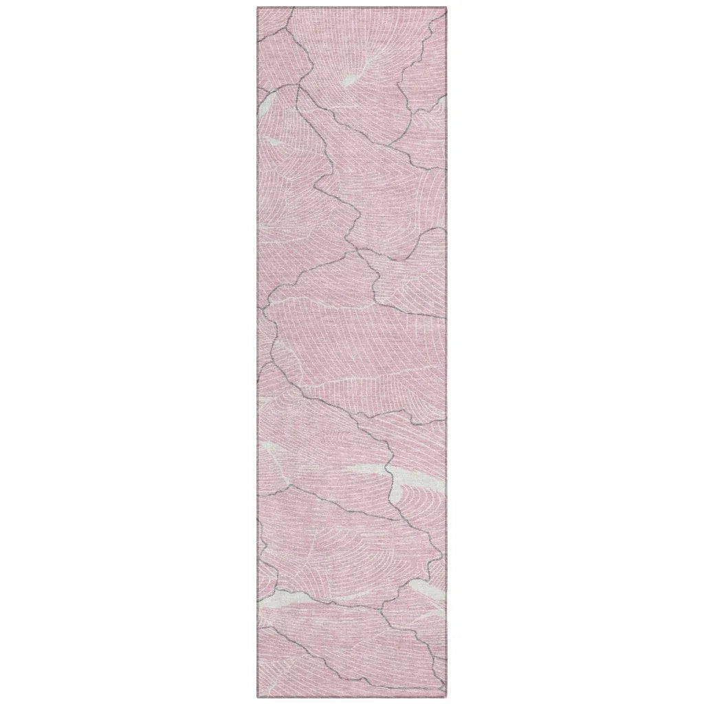 Sahari Pink Washable Indoor-Outdoor Rug-Outdoor Rugs-LOOMLAN Rugs-2'3" x 7'6"-LOOMLAN