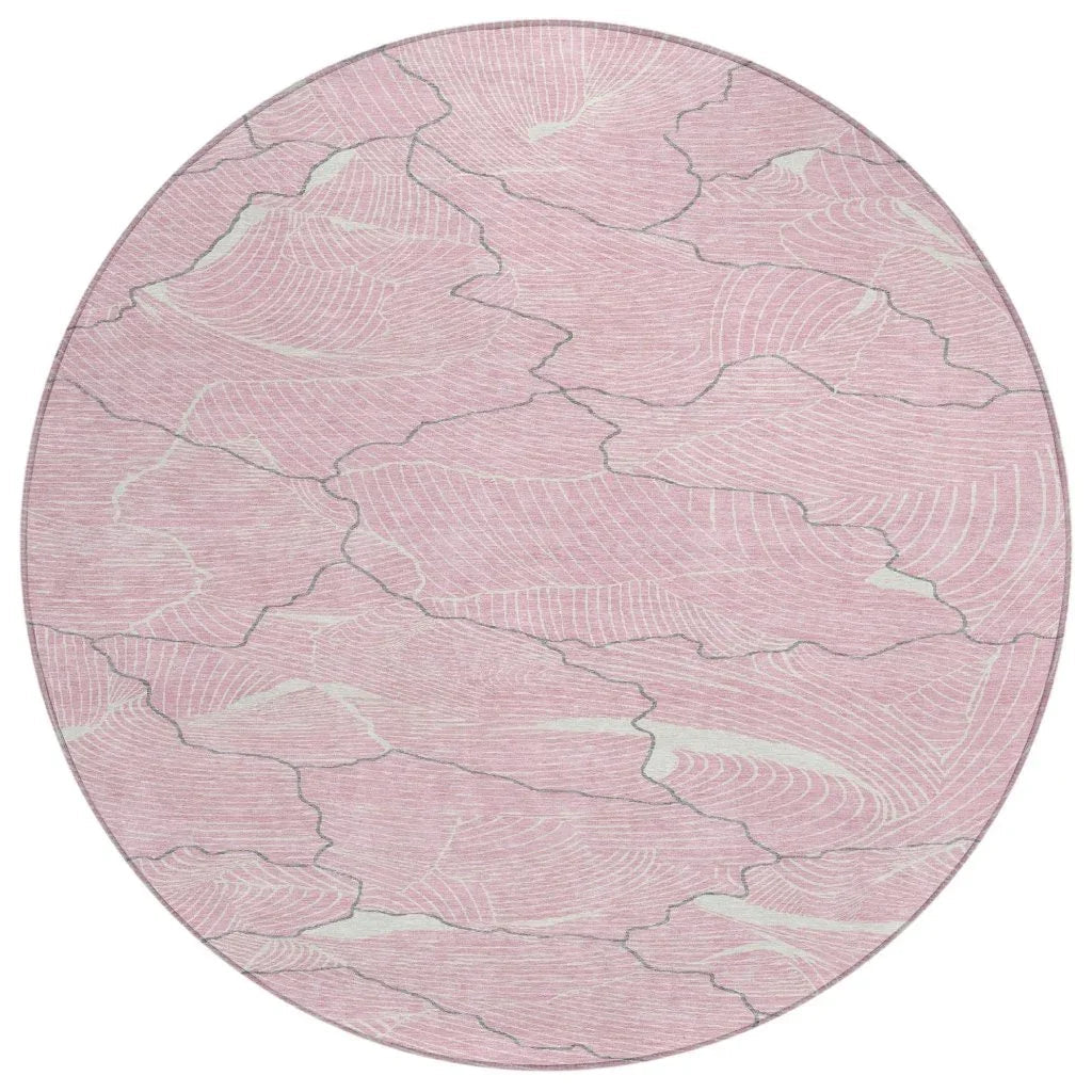 Sahari Pink Washable Indoor-Outdoor Rug-Outdoor Rugs-LOOMLAN Rugs-8' x 8'-LOOMLAN