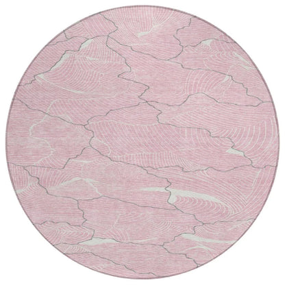 Sahari Pink Washable Indoor-Outdoor Rug-Outdoor Rugs-LOOMLAN Rugs-8' x 8'-LOOMLAN