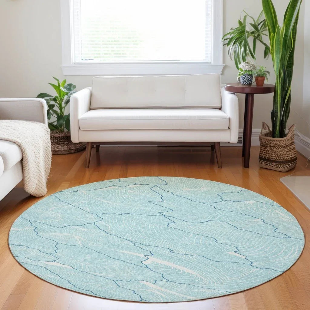 Sahari Teal Washable Indoor-Outdoor Rug-Outdoor Rugs-LOOMLAN Rugs-LOOMLAN